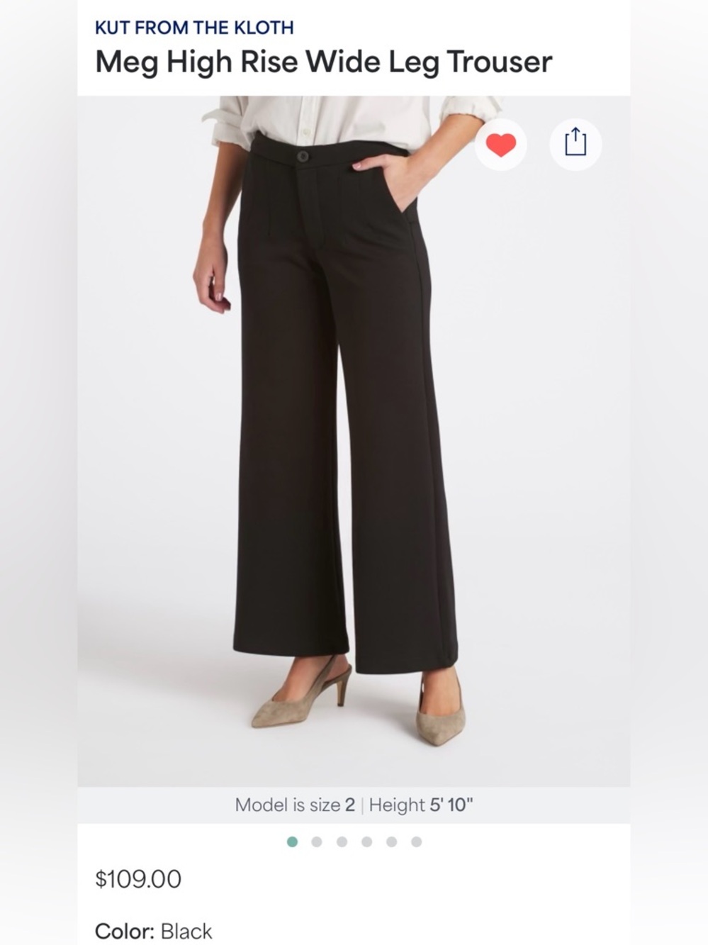 Kut from the Kloth Wide-Leg Black Trousers (size 10)